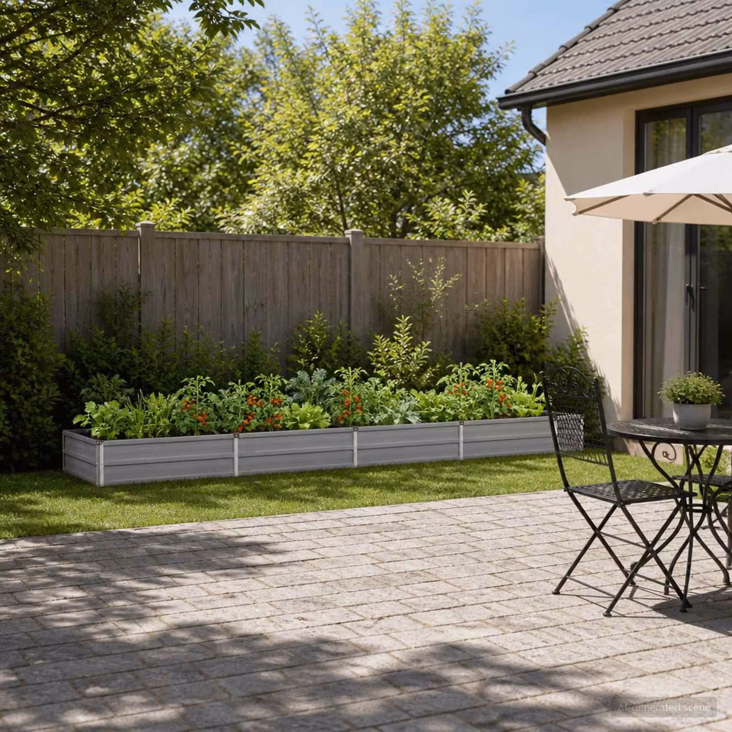 Letto rialzato da giardino vidaXL in metallo Grigio L: 320 cm, P: 80 cm, H: 24 cm