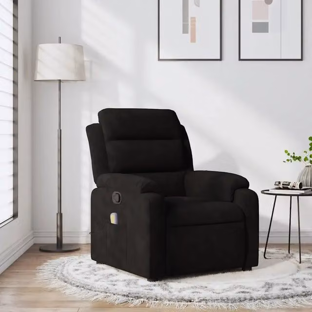 Divano Sedia-Poltrona reclinabile massaggiante in Velluto Nero 641948