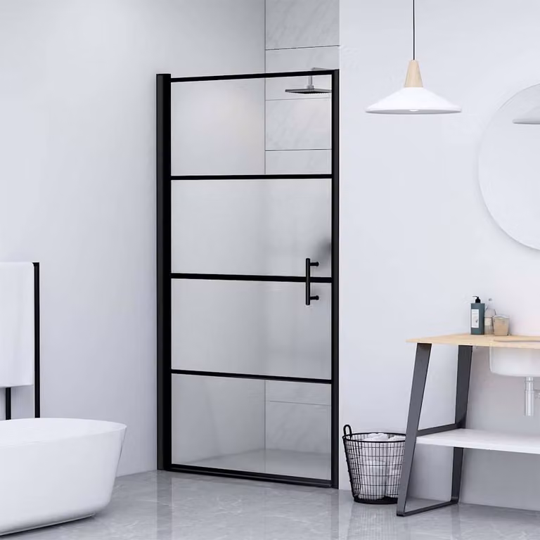Parete Doccia vidaXL in Vetro Temperato Semi Smerigliato Nero L: 91 cm, H: 195 cm