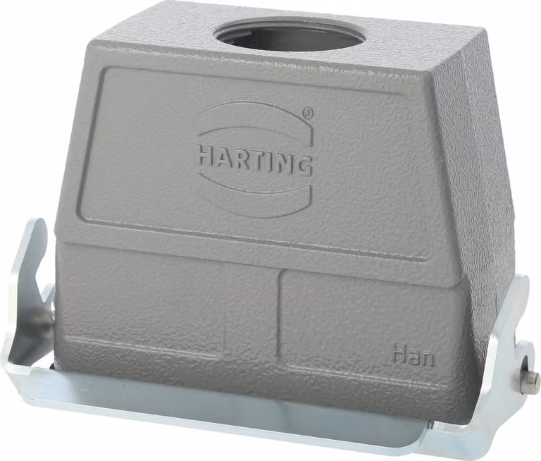 HARTING Han 16B Alloggiamento connettore alto, 1xM25 uscita cavo diritta, con 1 staffa longitudinale Vite M25 Area di serraggio 9,0 mm