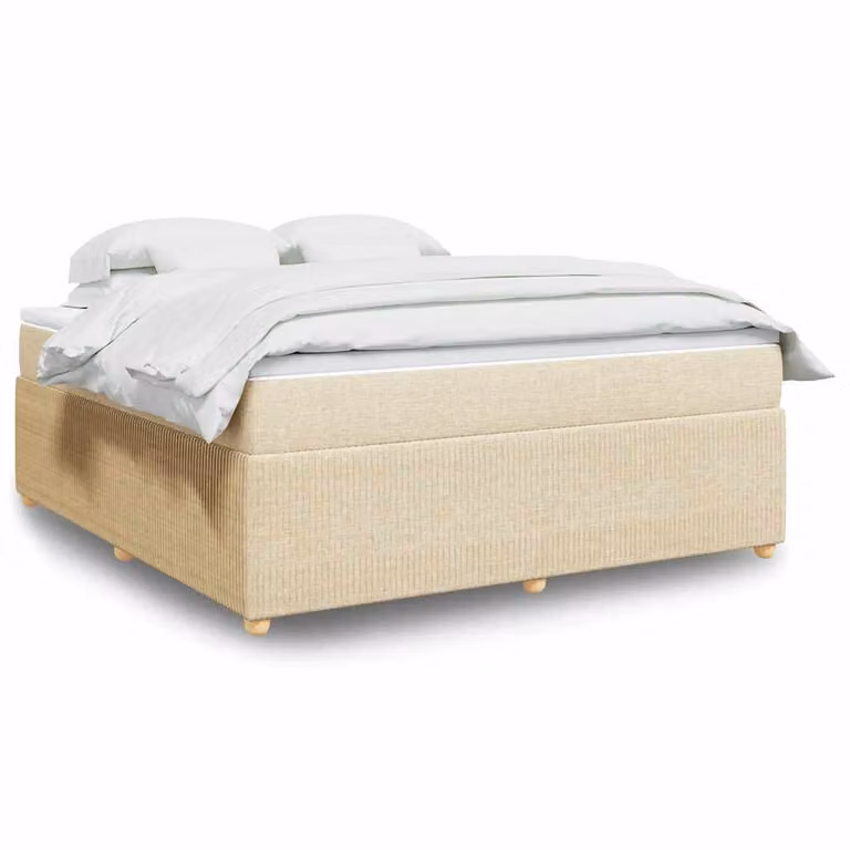 vidaXL Giroletto a Molle con Materasso Ibrido in Tessuto Beige e Bianco L/P/H: 180 x 200 cm