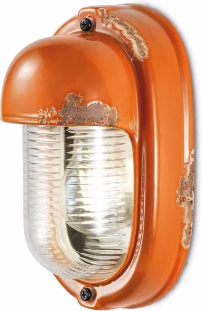 Applique Vintage Verticale Ceramica Arancio 1 Luce E27