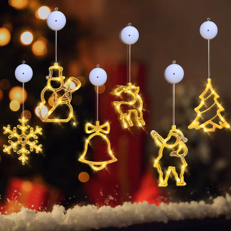 Lampada decorativa a LED con base a ventosa, luce bianco caldo, 6 LED, 3,6 W, realizzata in plastica