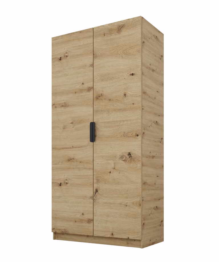 PAWS MOBEL Armadio inclinabile in rovere Artisan 100x52x200 cm, armadio a giorno a due ante senza specchio, con ripiani e appendiabiti