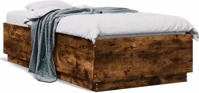 Letto singolo moderno in legno multistrato Rovere Fumo L/P/H: 90 x 190 cm