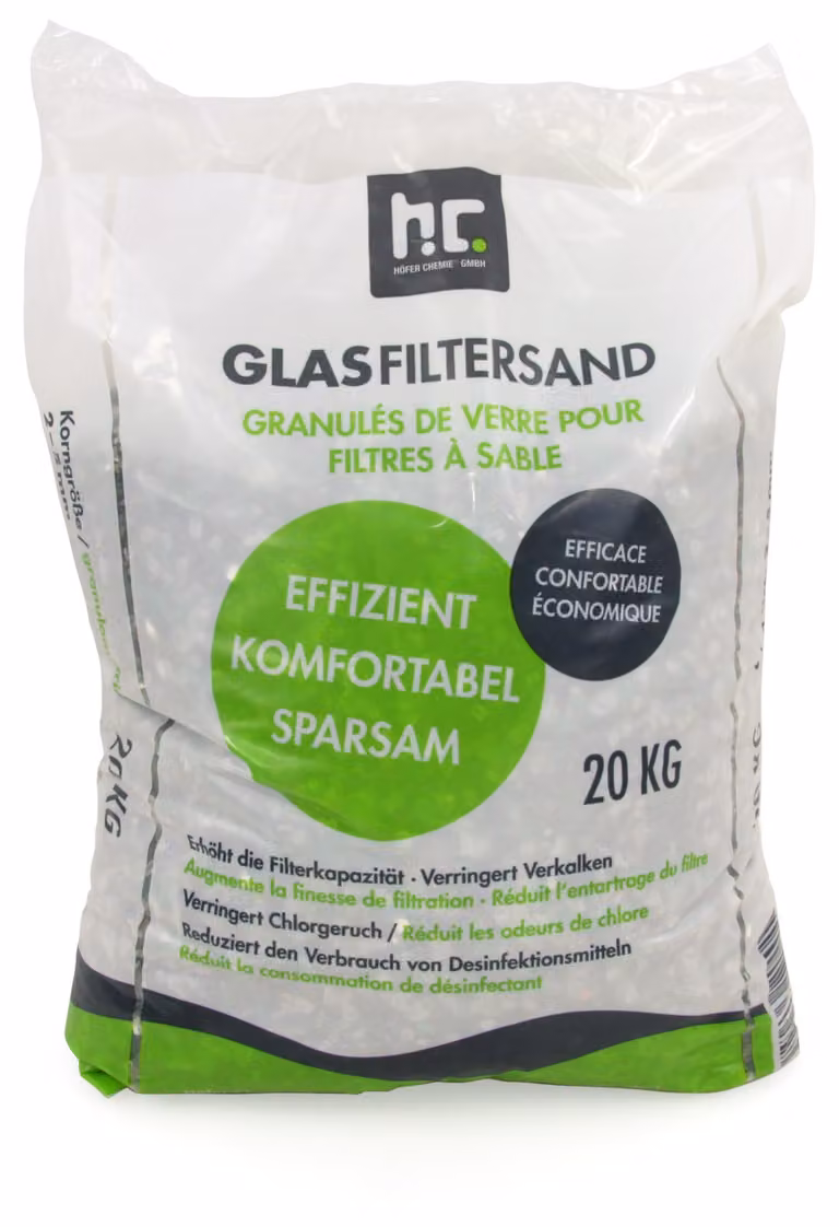 20 kg di granulato di vetro speciale per impianti di filtraggio a sabbia, granulometria 2-5 mm