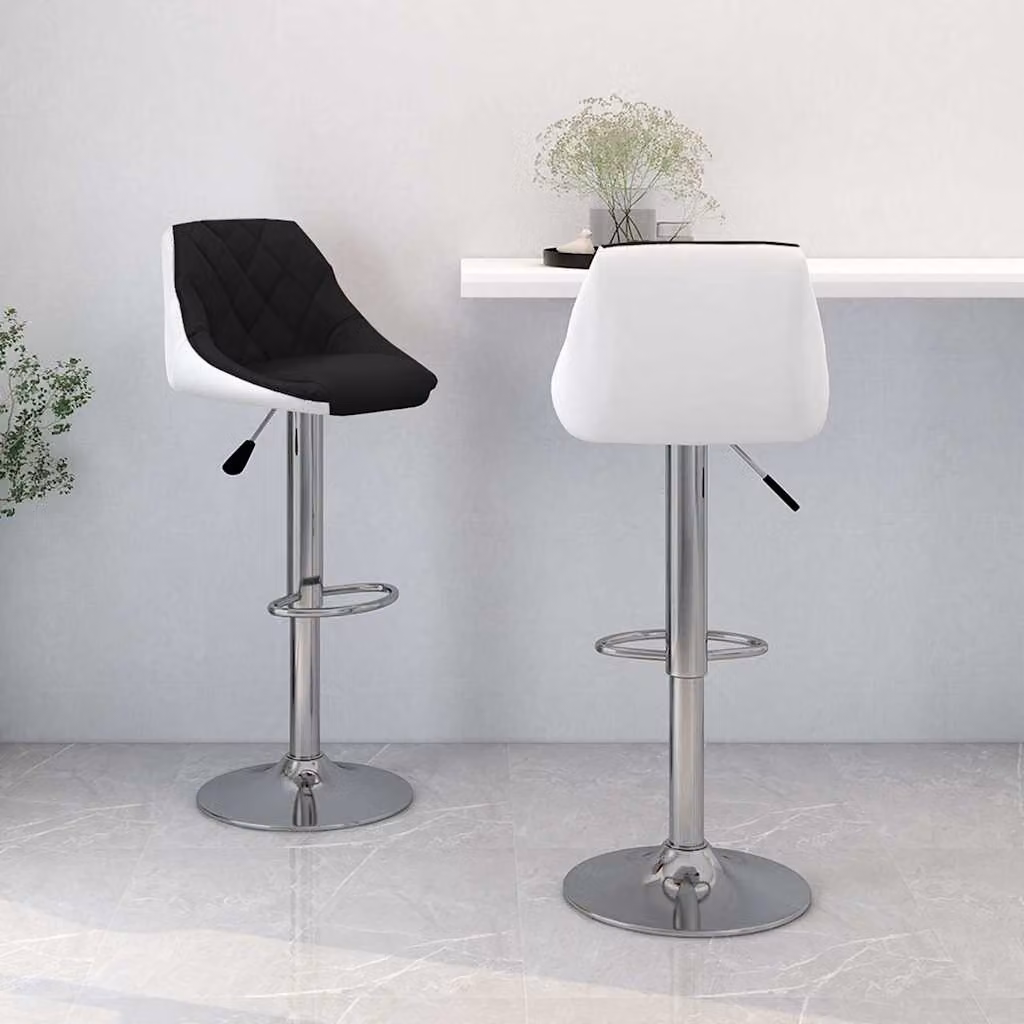 Set di 2 sgabelli da bar vidaXL in similpelle nera e bianca con base girevole a 360 gradi
