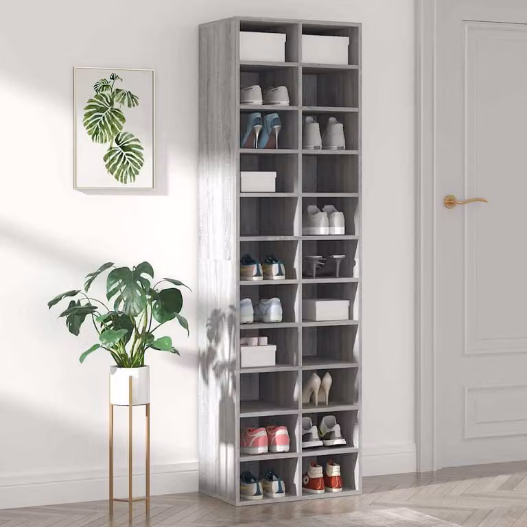 Scarpiera moderna vidaXL in legno grigio con ripiani piatti L: 54 cm, P: 34 cm, H: 183 cm