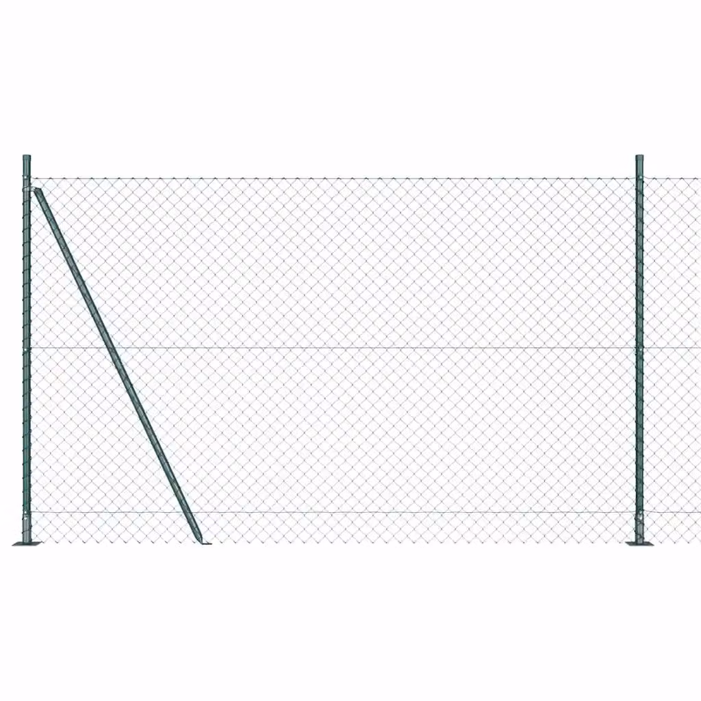 Recinzione a maglie vidaXL con base in cemento, rete in acciaio rivestita in PVC, Verde, L: 10 m, H: 1,4 m