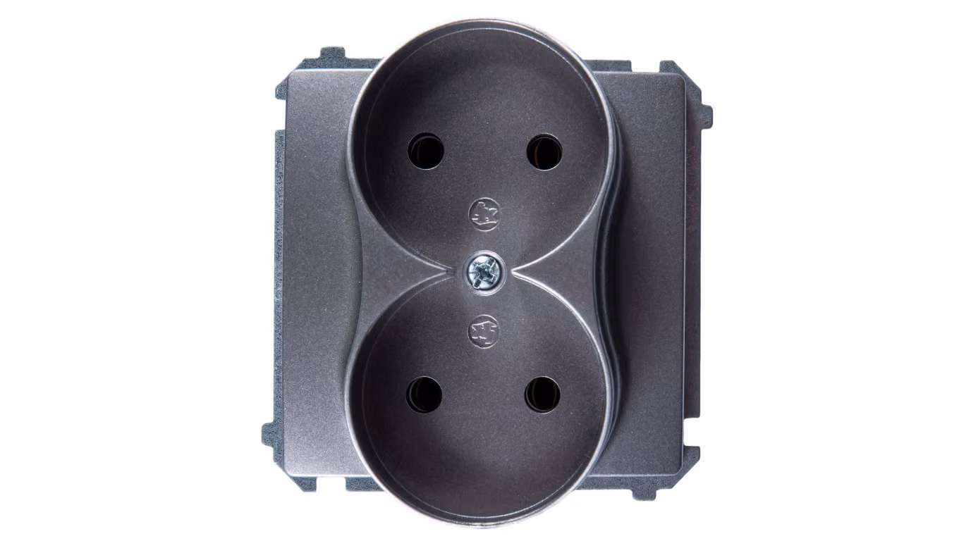 Simon Basic Presa doppia b/u 16A IP20 acciaio inox BMG2M.01/21