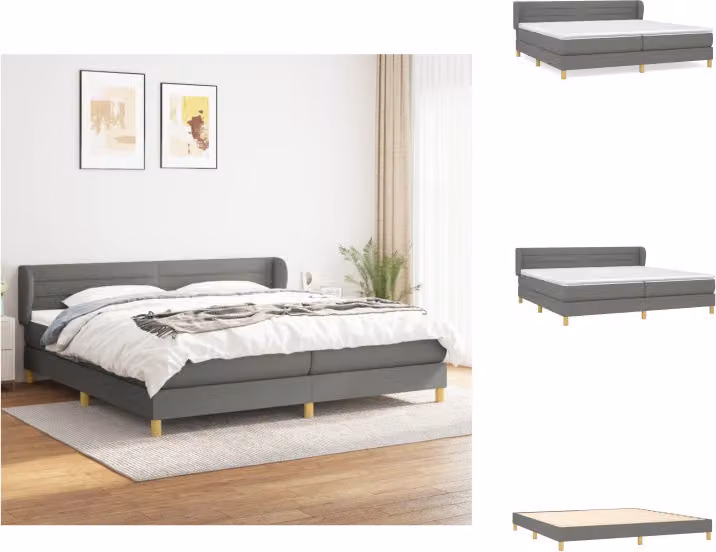 vidaXL Letto a molle con materasso grigio scuro 200x200 cm in tessuto - Letti & strutture letto