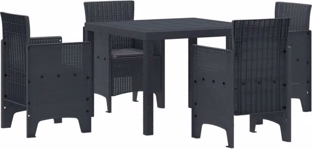 Set da Pranzo per Giardino 5 pz Antracite Polipropilene 3378535