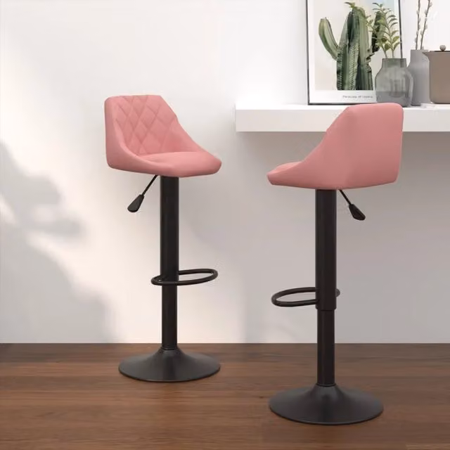 Set di 2 sgabelli da bar vidaXL in velluto rosa con seduta girevole a 360 gradi