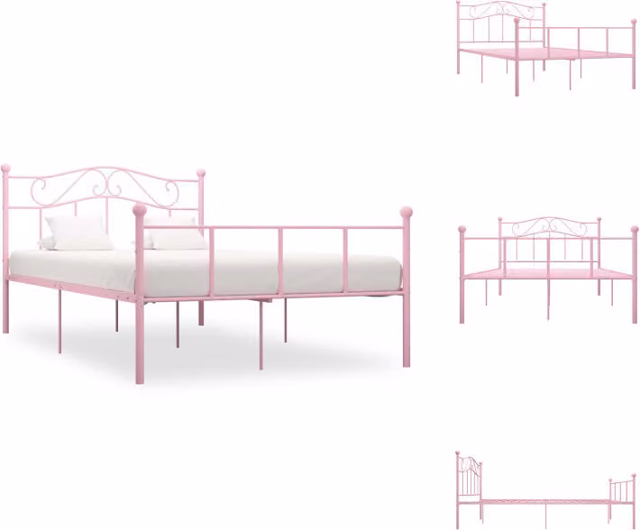 vidaXL Struttura letto in metallo rosa 140×200 cm - Letti e strutture letto