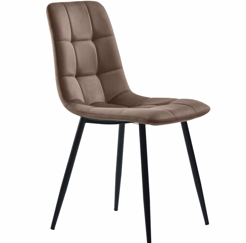 Set di 4 sedie da pranzo MODFU in velluto marrone con gambe in metallo e legno – 2