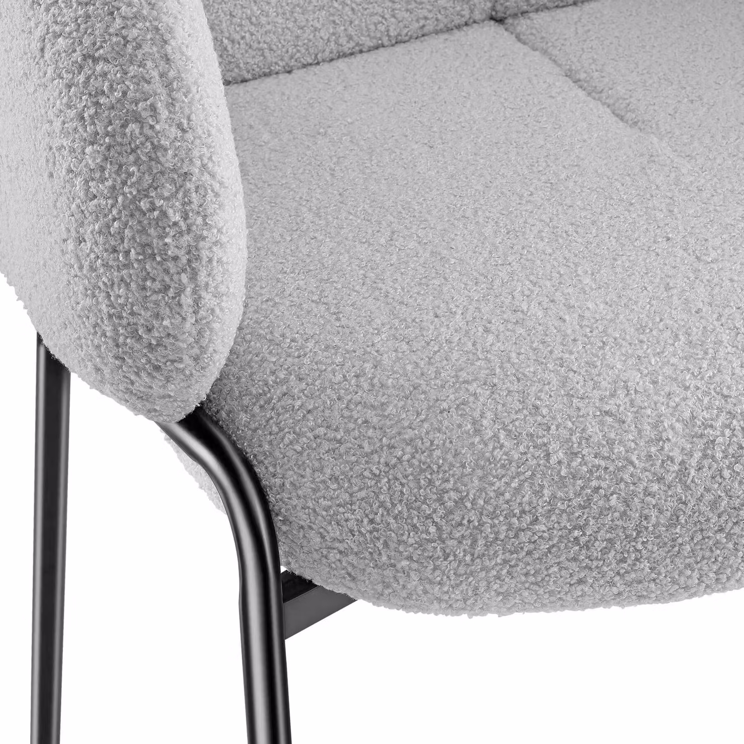 Sedia Scandi imbottita tectake in tessuto bouclé grigio per soggiorno e sala da pranzo – 1
