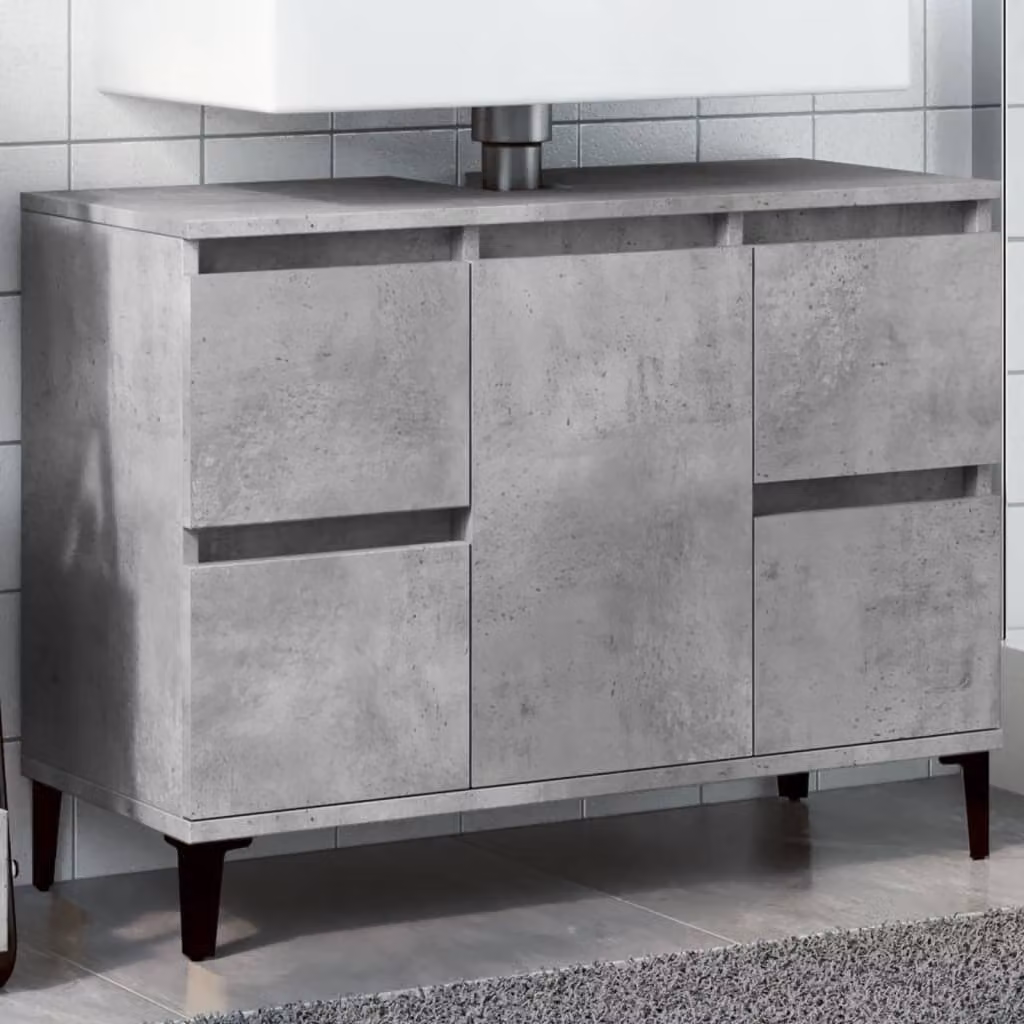 Mobile Lavabo vidaXL Grigio Cemento in Legno Multistrato L: 80 cm, P: 33 cm, H: 60 cm