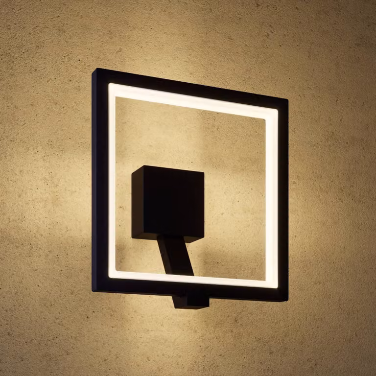 Applique da esterni a LED Square Lucande, Nero, Alluminio, Moderno, Applique LED da esterni