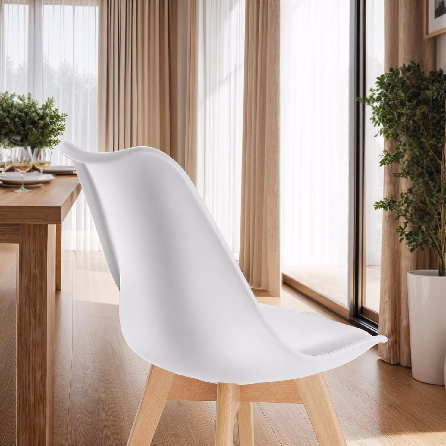 Set di 6 sedie da tavola in stile scandinavo TecTake GmbH, colore bianco, finitura opaca – 2