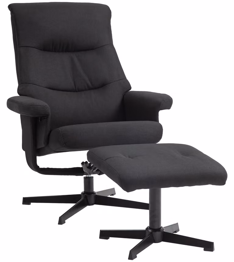 Poltrona reclinabile con poggiapiedi – Poltrona relax – Poltrona a dondolo – Rivestimento in velluto nero – Capacità massima: 150 kg