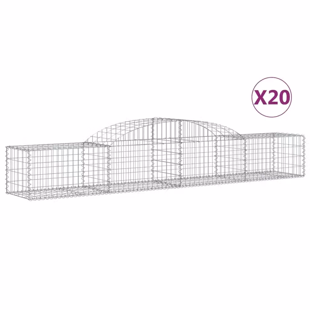 Set di 20 Cesti Gabbioni ad Arco Videx in Acciaio Zincato Argento L: 300 cm, P: 50 cm, H: 40/60 cm – 2