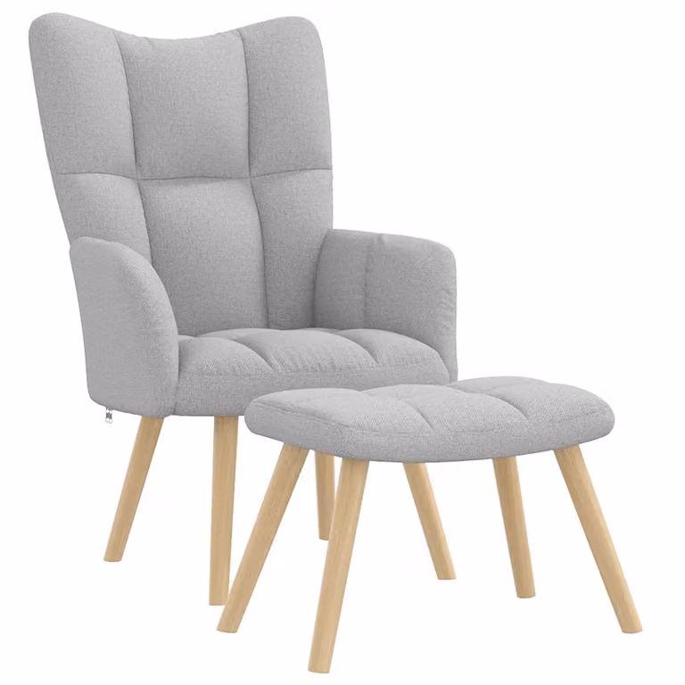 vidaXL Sedia Relax con Poggiapiedi Grigio Nuvola in Tessuto
