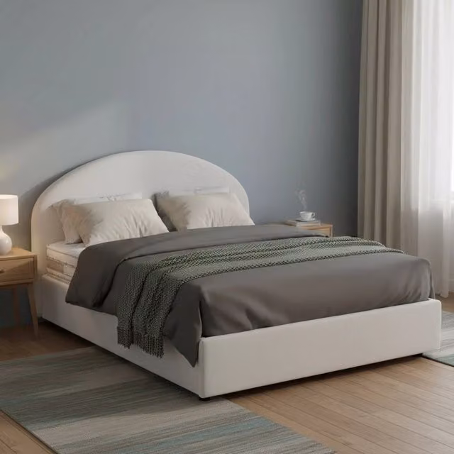 Letto Ambher Talamo Italia con Materasso Incluso, Bianco, L/P/H: 205 x 120 x 135 cm