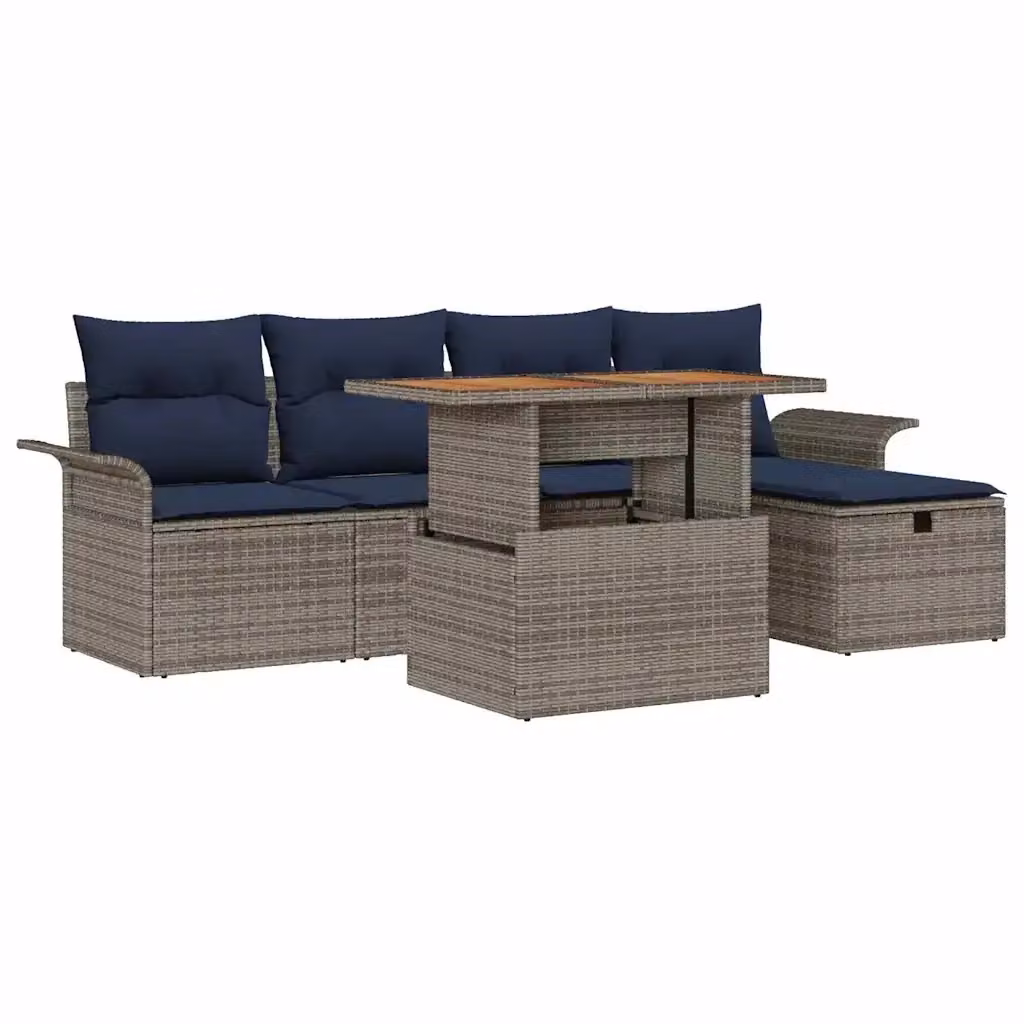 Set Divano da Giardino 6 pz vidaXL in Polyrattan Grigio e Beige – 2