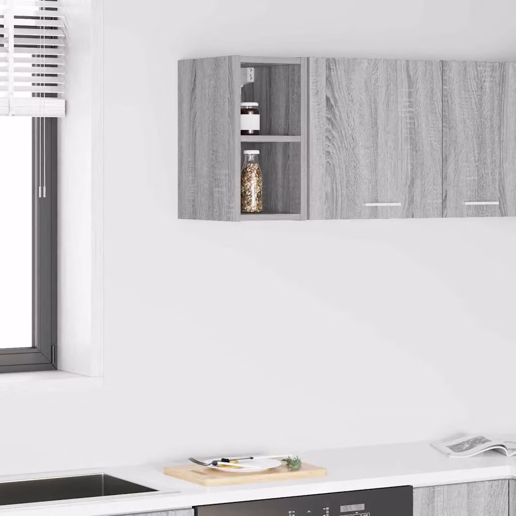 Armadio pensile da cucina vidaXL Grigio Sonoma con ante a battente e ripiani interni L/P/H: 20 x 29,5 x 40 cm