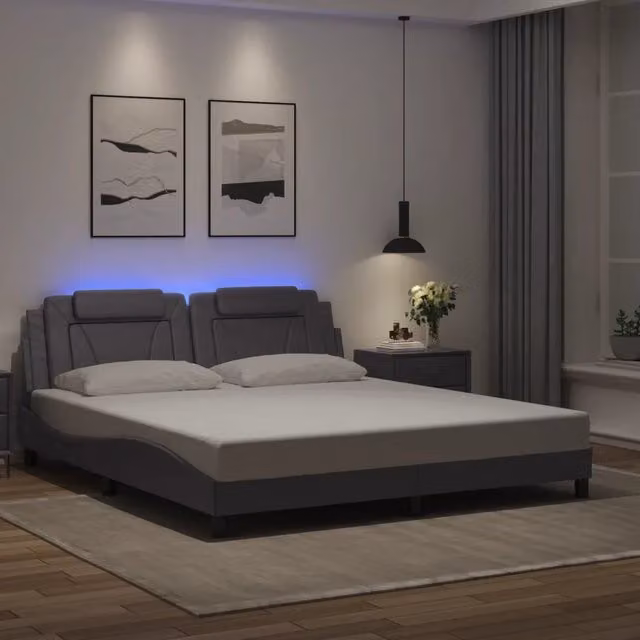 Giroletto Viana vidaXL con LED e porte USB, Grigio, L/P: 180 x 200 cm