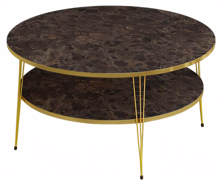 Praktisch und raffiniert – Couchtisch mit Ablagefläche und goldener Kante
