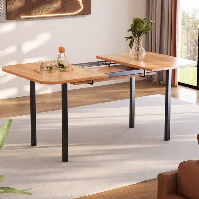 Tavolo da pranzo allungabile Mivray moderno in MDF e metallo, bianco e marrone, L/P/H: 160 x 80 x 75 cm