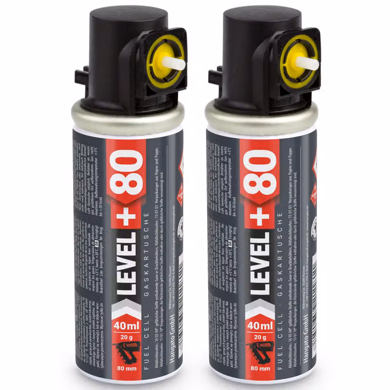LEVEL+ Cartucce di ricambio, confezione da 2, da 20 grammi/40 ml/80 mm, compatibili con Stiftnagler L+80