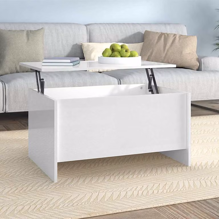 vidaXL Tavolino da salotto moderno in legno bianco lucido L: 80 cm, P: 55,5 cm, H: 41,5 cm