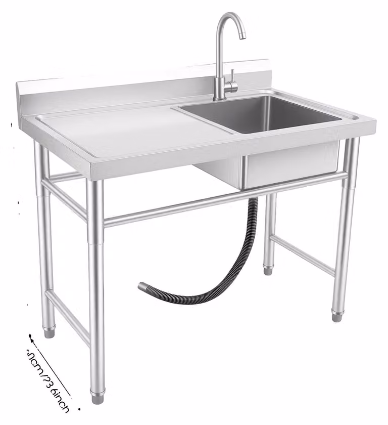 Lavello da cucina, design indipendente, struttura in acciaio inox, argento