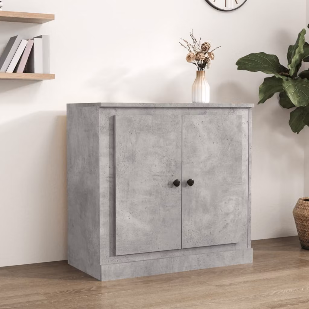 Credenza vidaXL in legno multistrato e MDF, Grigio, L: 70 cm, P: 35,5 cm, H: 67,5 cm