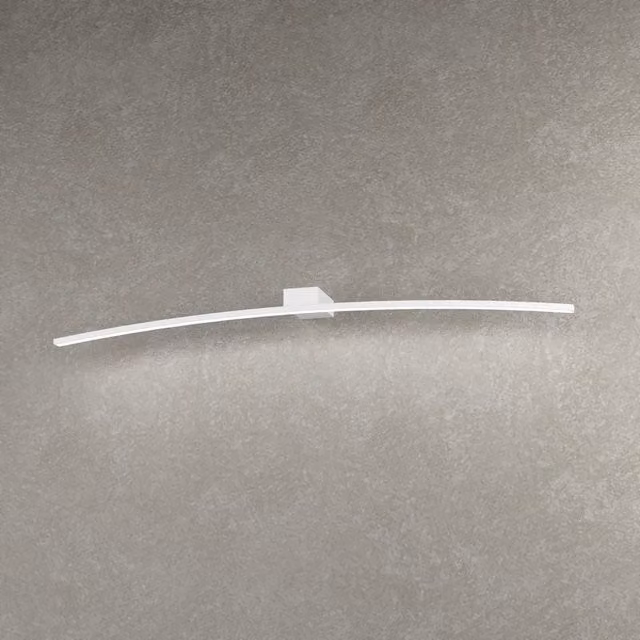 Applique Moderna Top Light Curved in Metallo Bianco con LED da 14,4W Luce Bianca Calda, Lunghezza: 90 cm