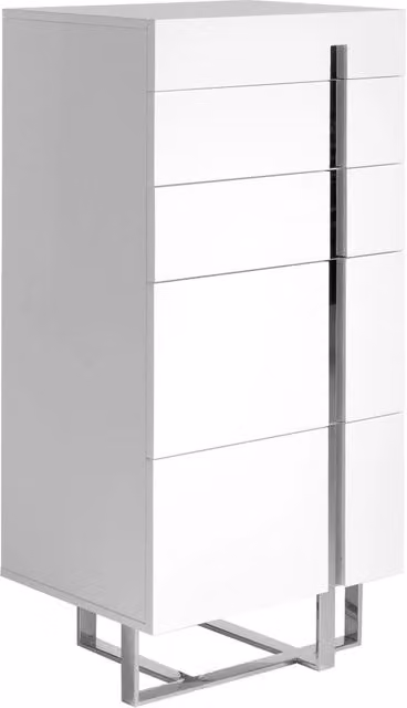 Chiffoniera moderna Angel Cerdà in legno bianco e metallo argento L: 120 cm, P: 45 cm, H: 60 cm