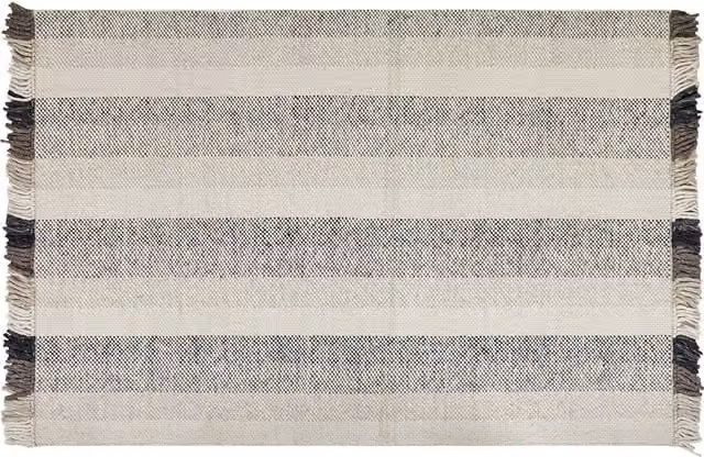 Tappeto Beliani in lana e cotone multicolore con design boho a righe e nappe, fatto a mano, L: 230 cm, P: 160 cm