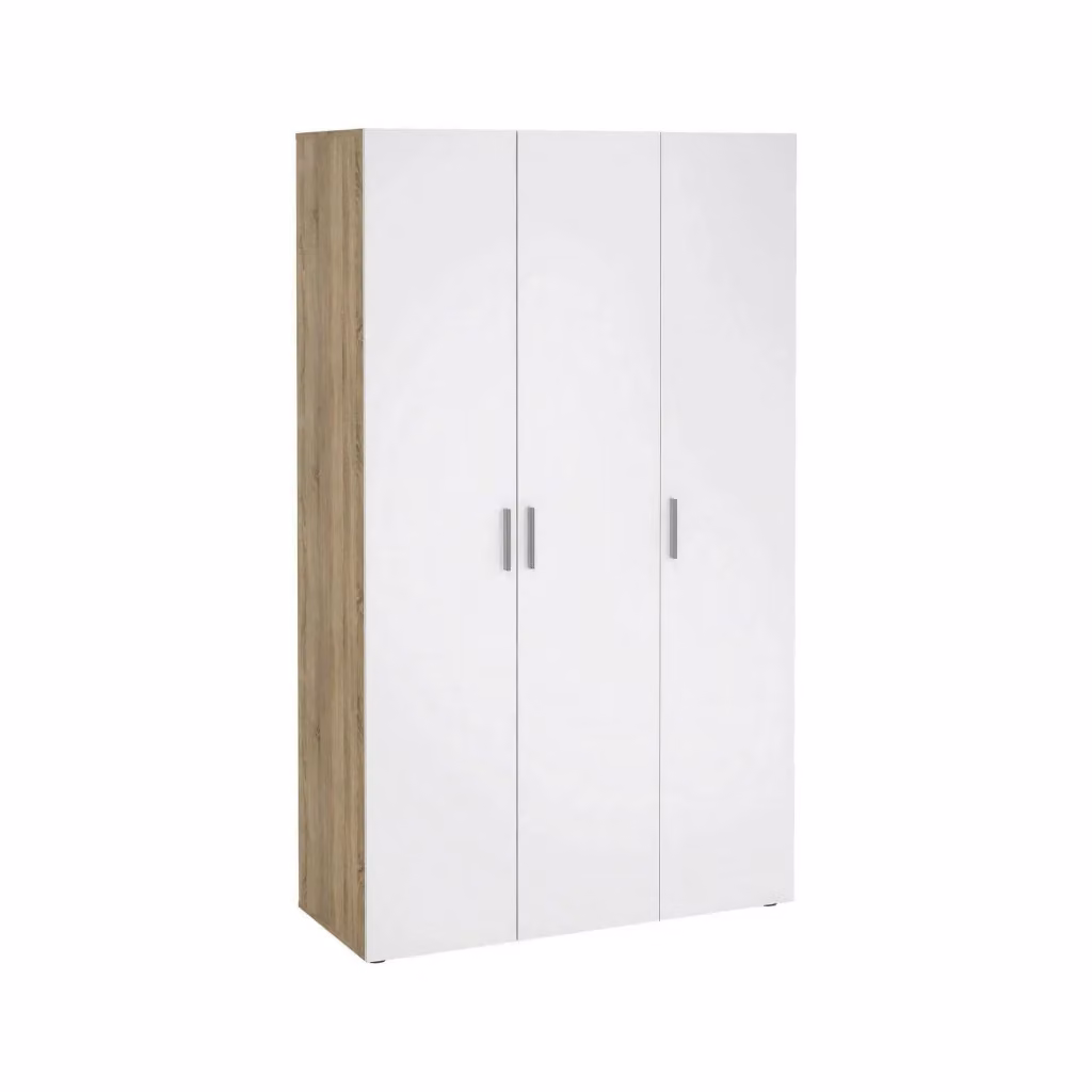 Armadio 3 ante Albacore DMORA per camera da letto, finitura Quercia e Bianco lucido, L: 118 cm, P: 50 cm, H: 201 cm – 2