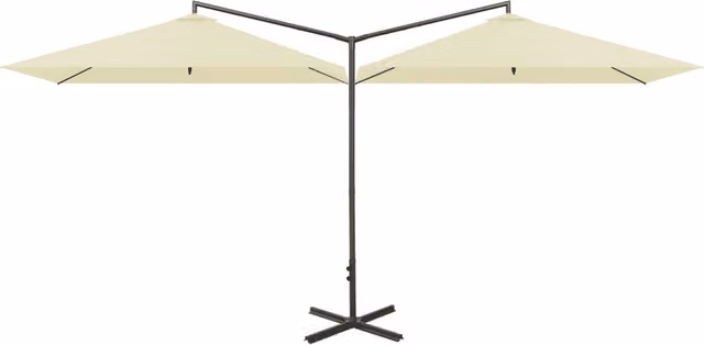 Ombrello parasole doppio Design In color sabbia/beige con palo centrale in acciaio e copertura in poliestere L: 600 cm, P: 300 cm – 1