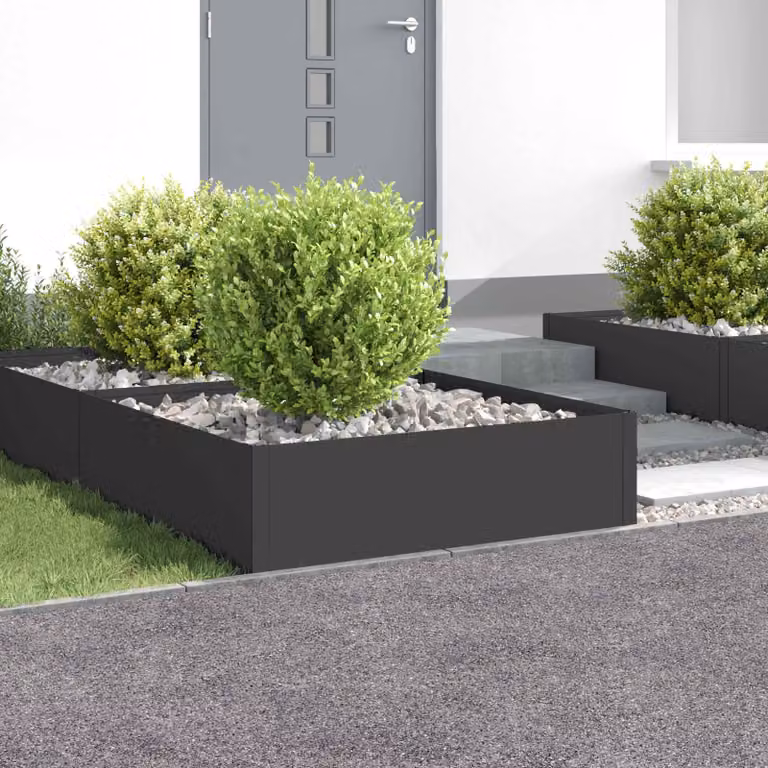 vidaXL Bordura per Prato 4 pz 100 x 100 x 35 cm Acciaio Nero