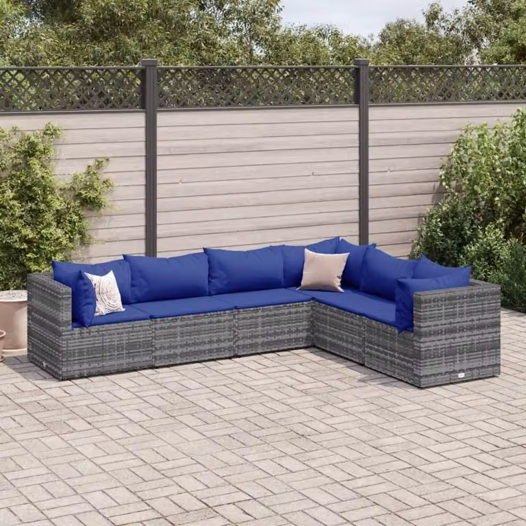 Maison Exclusive - Set da giardino 6 pezzi con cuscini grigio in polyrattan