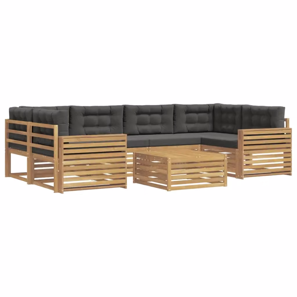 Set di divani da esterno vidaXL in legno di acacia con tavolo da caffè, 7 pezzi, Bianco e Antracite – 2