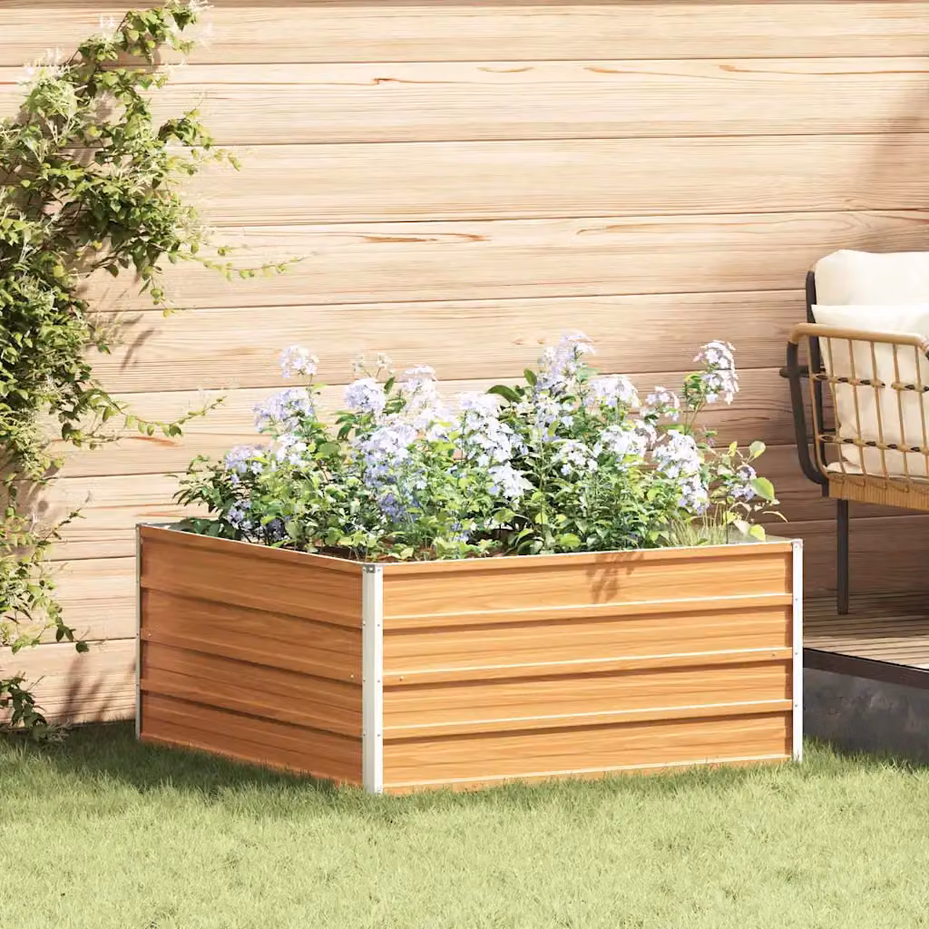 Letto rialzato da giardino vidaXL in acciaio galvanizzato marrone L/P/H: 100 x 100 x 45 cm