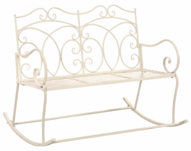 Panca da giardino in stile antico, colore bianco - Larghezza 104 cm - Realizzata in ferro battuto - Panca da parco - Panca da esterno