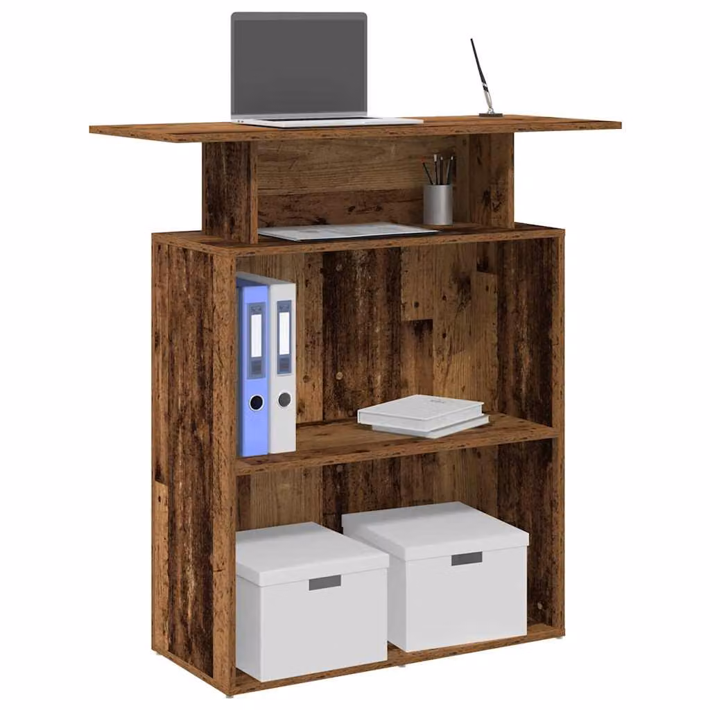 vidaXL Banco Reception in Legno Antico Marrone L: 100 cm, P: 40 cm, H: 104 cm