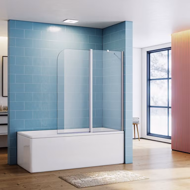 Schermo doccia SONNI per bagno con nano vetro, vetro di sicurezza (2 pezzi), 120x140 cm, cromo