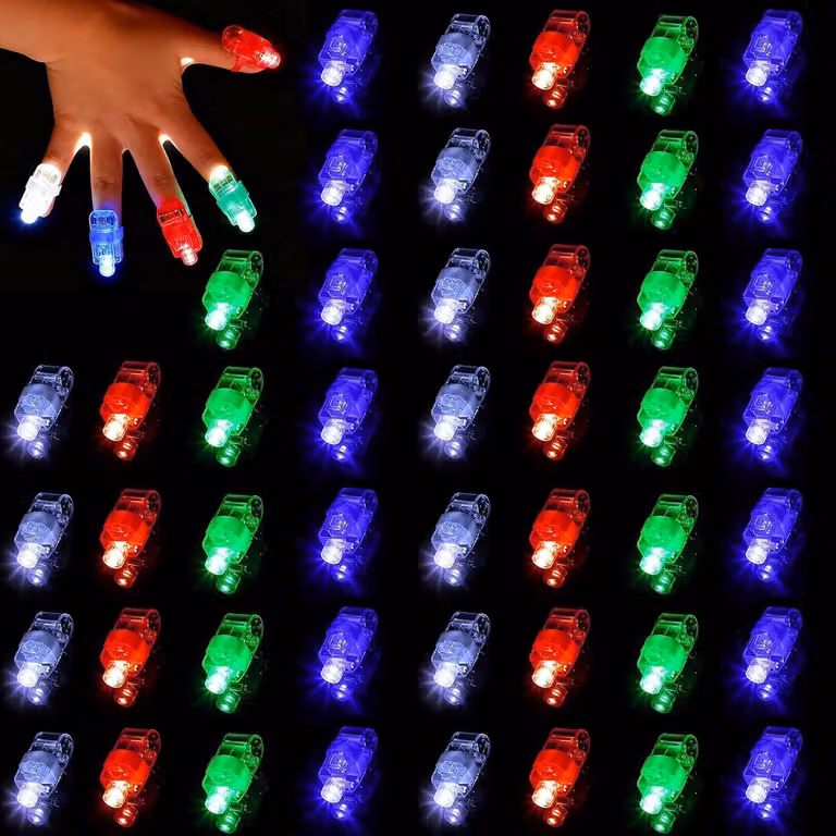 Torce a forma di dito - Set da 48 - Torce a forma di dito - Multicolore - Con luci LED