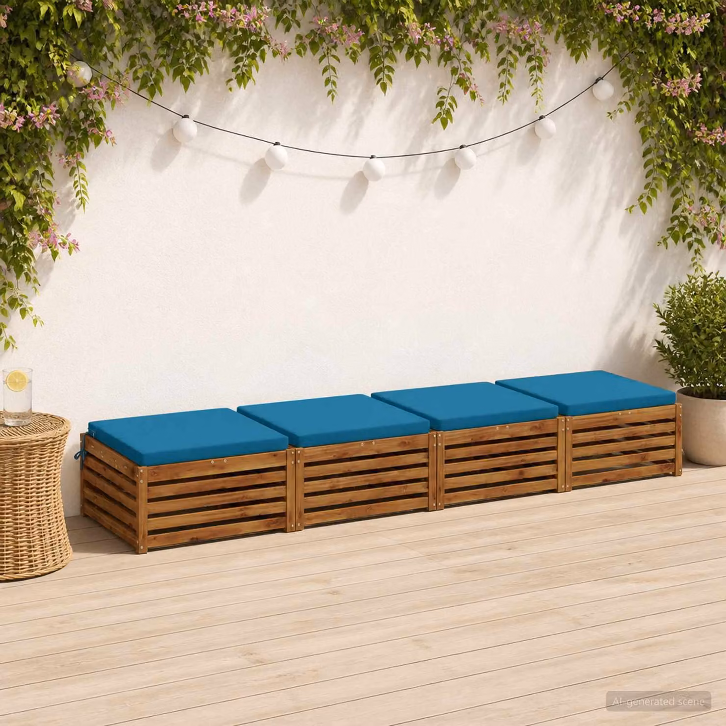 Set di 4 cuscini per sedia vidaXL SOEST in poliestere, forma quadrata, colore azzurro, con rivestimento lavabile e resistente ai raggi UV